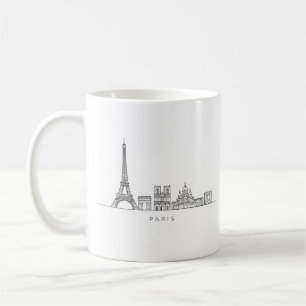 Minimalistische Pariser Skyline-Linienkunst Kaffeetasse