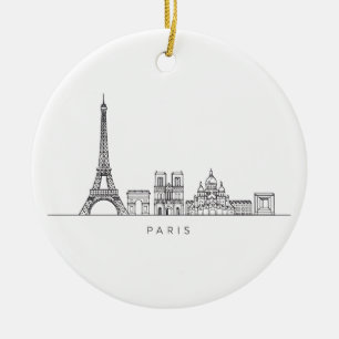 Minimalistische Pariser Skyline-Linienkunst Keramik Ornament