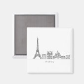 Minimalistische Pariser Skyline-Linienkunst Magnet (Vorderseite/Rückseite)