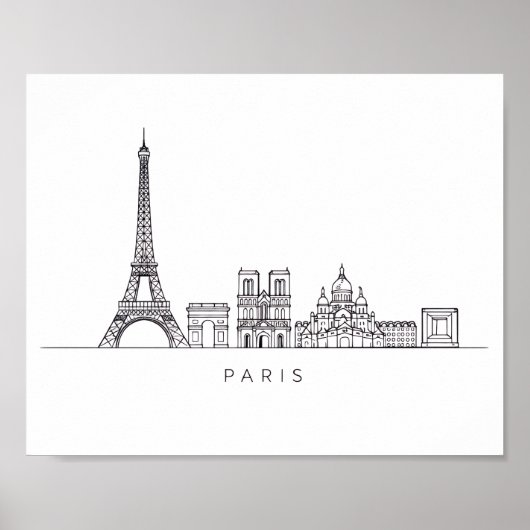 Minimalistische Pariser Skyline-Linienkunst Poster (Vorne)