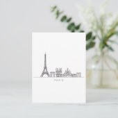 Minimalistische Pariser Skyline-Linienkunst Postkarte (Stehend Vorderseite)