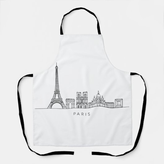 Minimalistische Pariser Skyline-Linienkunst Schürze (Vorderseite)