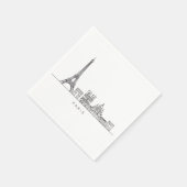 Minimalistische Pariser Skyline-Linienkunst Serviette (Ecke)