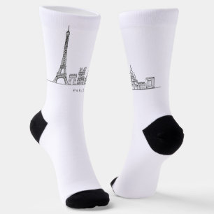Minimalistische Pariser Skyline-Linienkunst Socken