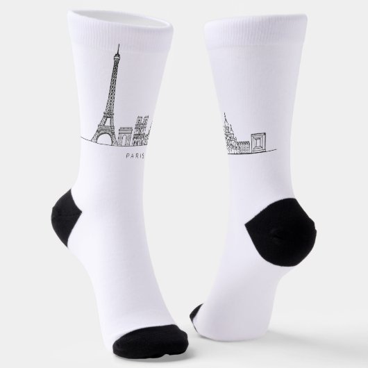Minimalistische Pariser Skyline-Linienkunst Socken (Gewinkelt)