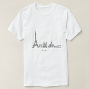Minimalistische Pariser Skyline-Linienkunst T-Shirt