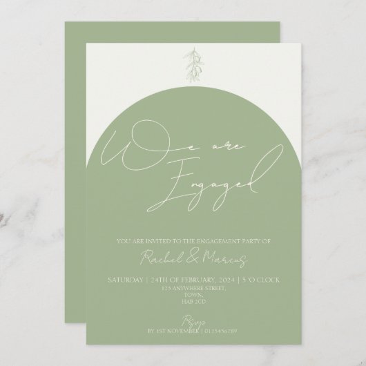 Minimalistische Partei für ein modernes Olive Arch Einladung (Vorne/Hinten)