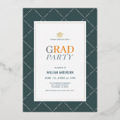 Minimalistische Partei für sauberes Foto und Blaue Folieneinladung (Rückseite)