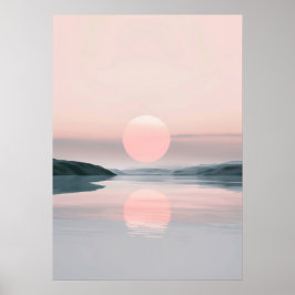 Minimalistische Pasta Lake Sunset Landschaft Poster