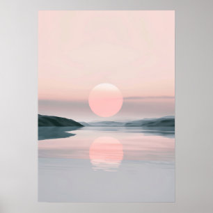 Minimalistische Pasta Lake Sunset Landschaft Poster