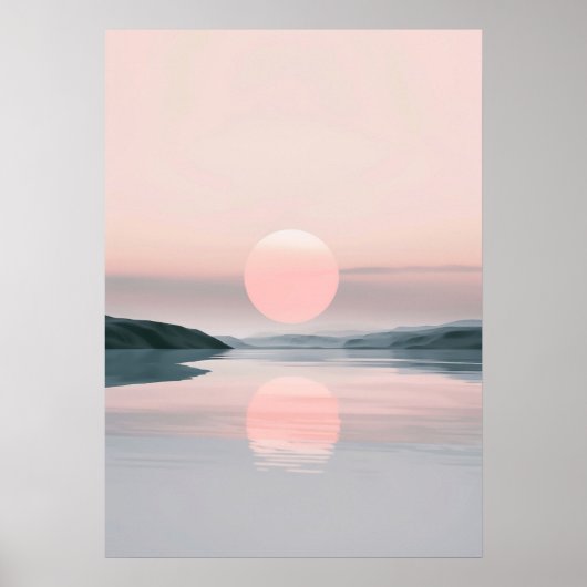 Minimalistische Pasta Lake Sunset Landschaft Poster (Vorne)
