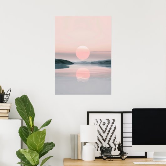 Minimalistische Pasta Lake Sunset Landschaft Poster (Heimbüro)
