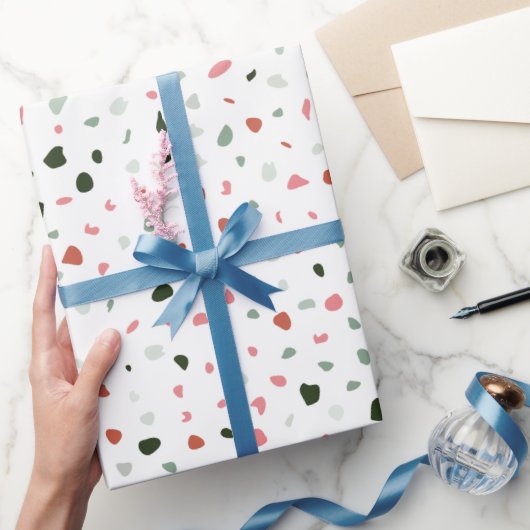 Minimalistische Pasta Rosa Grau Terrazzo Geschenk Geschenkpapier (Schenken)