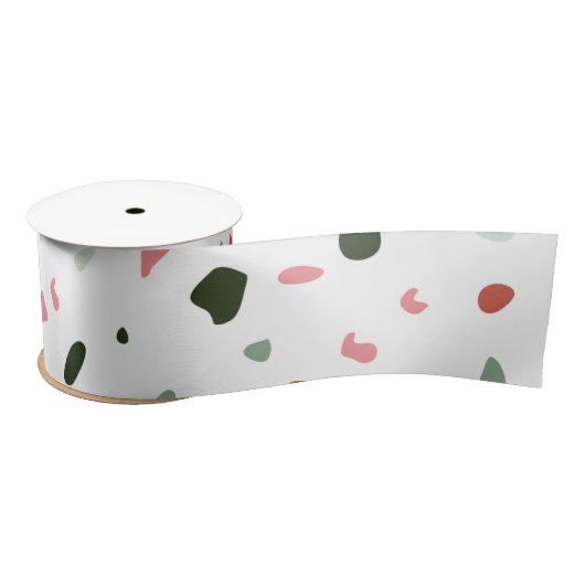 Minimalistische Pasta Rosa Grau Terrazzo Geschenk Satinband (Spule)