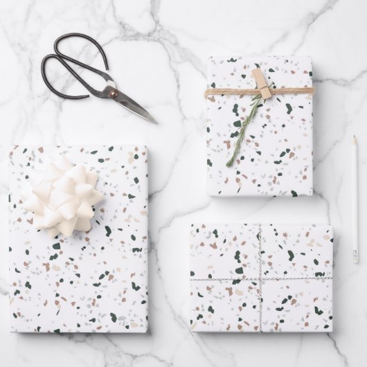Minimalistische Pasta Rosa Grün Terrazzo Geschenk Geschenkpapier Set (Vorderseite)