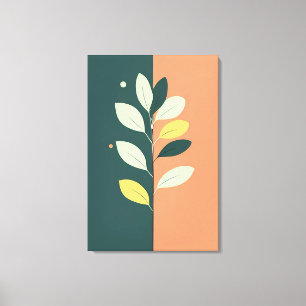 Minimalistische Pastel-Blätter Zweigstelle Wrapped Leinwanddruck