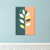 Minimalistische Pastel-Blätter Zweigstelle Wrapped Leinwanddruck (Insitu (Holzboden))