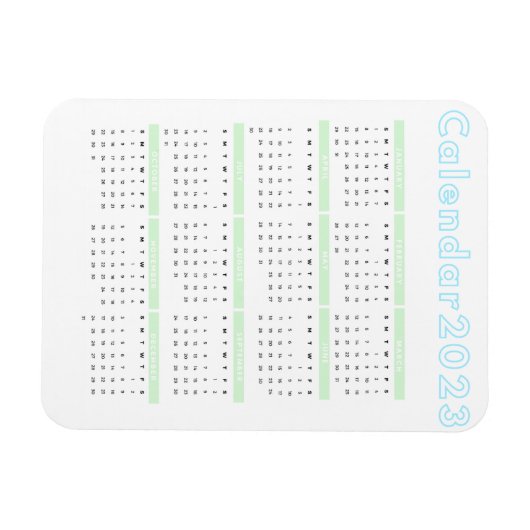 Minimalistische Pastel Blue Green 2023 Magnet-Kale Magnet (Horizontal)