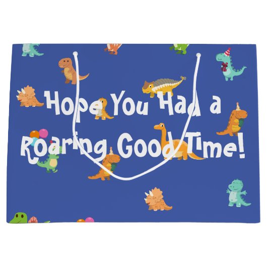 Minimalistische Pastel Dinosaur, Deep Blue Große Geschenktüte (Vorderseite)