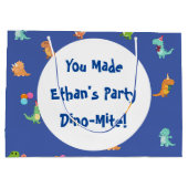 Minimalistische Pastel Dinosaur, Deep Blue Große Geschenktüte (Rückseite)