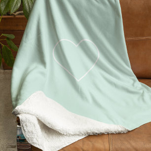 Minimalistische Pastel Mint Herz   Modern Sherpadecke