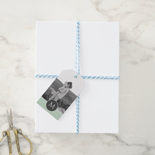 Minimalistische Pastel Minze Personalisiert Name & Geschenkanhänger (Mit Garn)