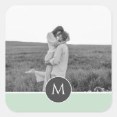 Minimalistische Pastel Minze Personalisiert Name & Quadratischer Aufkleber (Vorderseite)