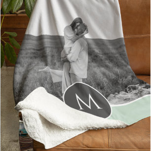 Minimalistische Pastel Minze Personalisiert Name & Sherpadecke