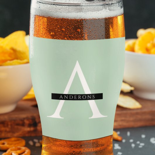 Minimalistische Pastel Minze Personalisierter Name Glas