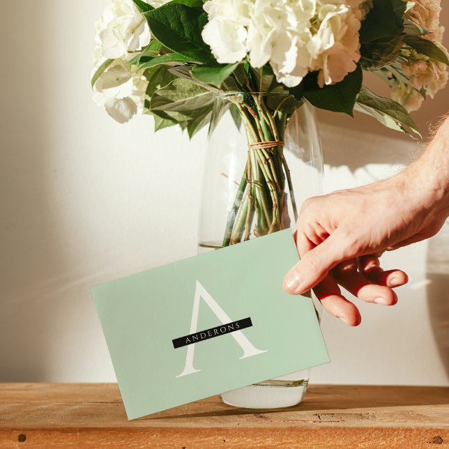 Minimalistische Pastel Minze Personalisierter Name Magnetkarte (Von Creator hochgeladen)