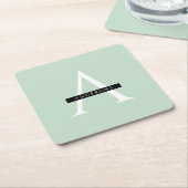 Minimalistische Pastel Minze Personalisierter Name Rechteckiger Pappuntersetzer (angewinkelt)
