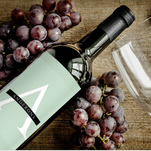 Minimalistische Pastel Minze Personalisierter Name Weinetikett