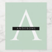Minimalistische Pastel Minze Personalisierter Name Weinetikett (Einzelnes Label)