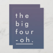 Minimalistische Pastel-Moderne - der große Vier-Oh Einladungspostkarte (Vorne/Hinten)