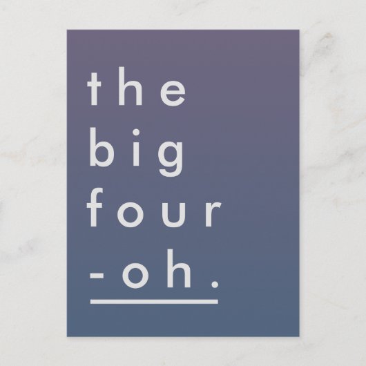 Minimalistische Pastel-Moderne - der große Vier-Oh Einladungspostkarte (Vorderseite)