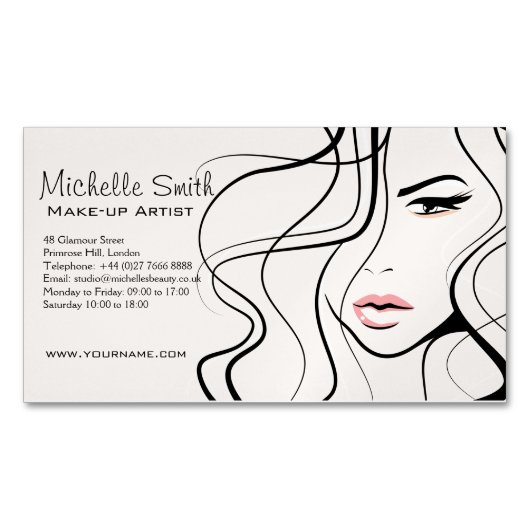 Minimalistische Pastel Peach Elegante Feminine Mak Magnetische Visitenkarte (Vorderseite)