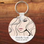 Minimalistische Pastel Peach Elegante Feminine Mak Schlüsselanhänger (Vorderseite)