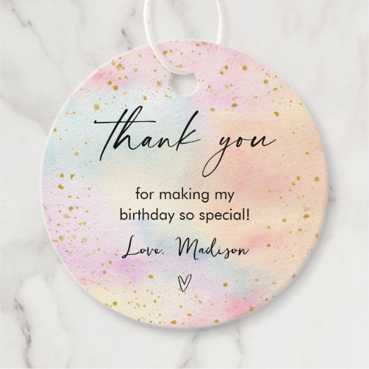 Minimalistische Pastel Rainbow Gold Geburtstag Geschenkanhänger (Vorderseite)