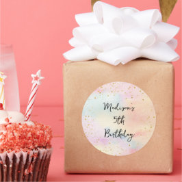 Minimalistische Pastel Rainbow Gold Geburtstag Runder Aufkleber