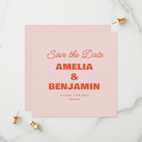 Minimalistische Pastel Rosa Retro Foto Hochzeit