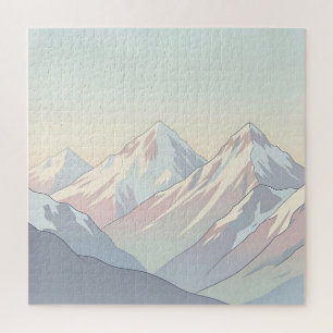 Minimalistische Pastell-Berglandschaft Puzzle