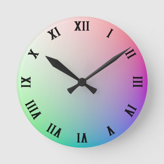 Minimalistische Pastellfarben, römische Zahlen Runde Wanduhr (Vorderseite)