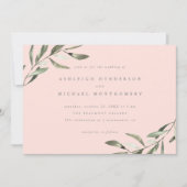 Minimalistische pastellfarbene, grüne Zweige Hochz Einladung (Vorderseite)