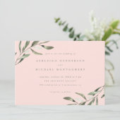 Minimalistische pastellfarbene, grüne Zweige Hochz Einladung (Stehend Vorderseite)
