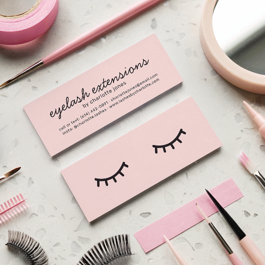 Minimalistische Pastellrosa niedliche Wimpern-Abbi Mini Visitenkarte