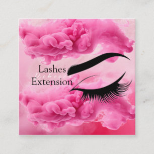 Minimalistische Pastellrosa süße Wimpern Illustrat Quadratische Visitenkarte