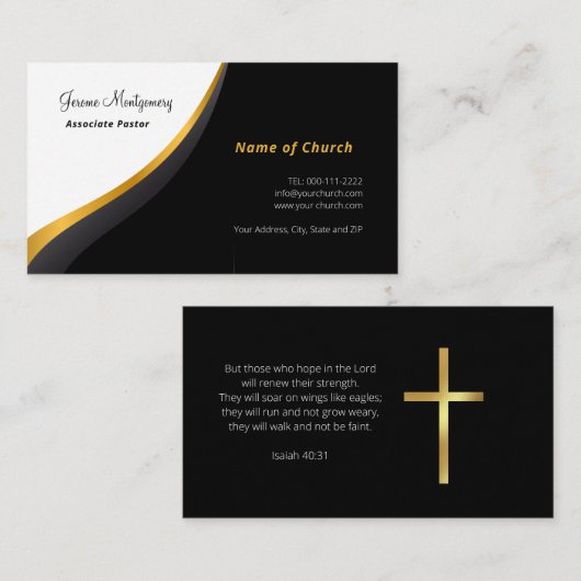 Minimalistische Pastor-Visitenkarte Visitenkarte (Vorne/Hinten)