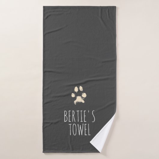 Minimalistische Pawprint Typografie Personalisiert Badehandtuch (Badehandtuch)