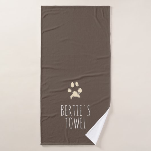 Minimalistische Pawprint Typografie Personalisiert Badehandtuch (Badehandtuch)