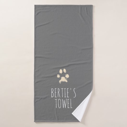 Minimalistische Pawprint Typografie Personalisiert Badehandtuch (Badehandtuch)